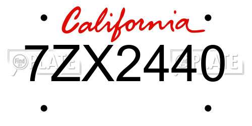7ZX2440 California License Plate