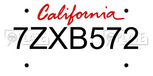 7ZXB572 California License Plate