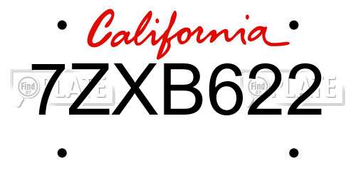 7ZXB622 California License Plate