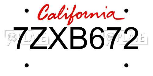 7ZXB672 California License Plate