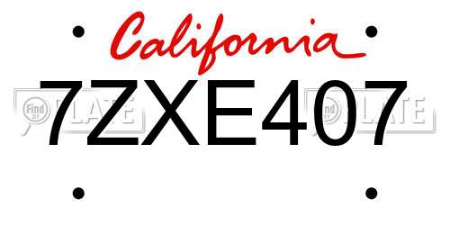 7ZXE407 California License Plate