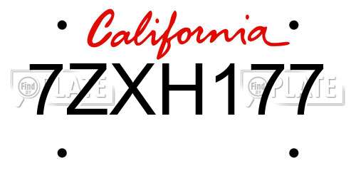 7ZXH177 California License Plate