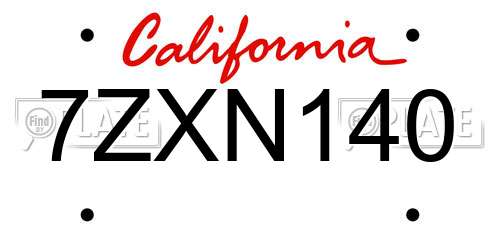 7ZXN140 California License Plate