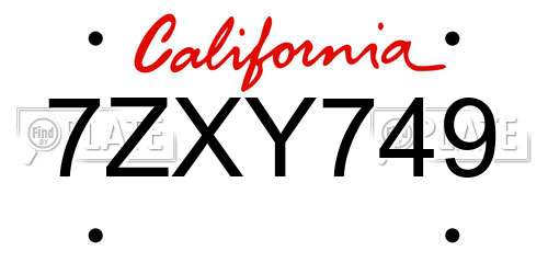 7ZXY749 California License Plate