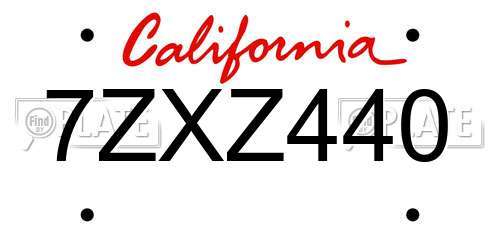 7ZXZ440 California License Plate