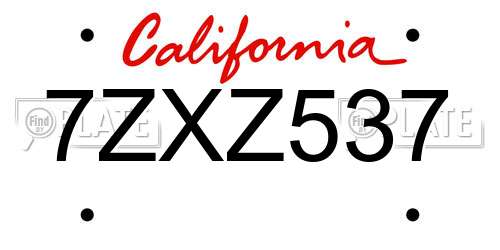 7ZXZ537 California License Plate