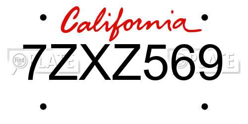 7ZXZ569 California License Plate