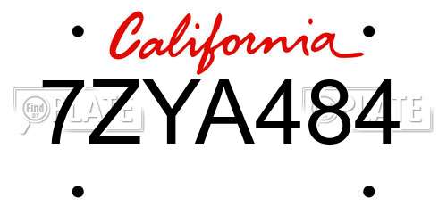 7ZYA484 California License Plate
