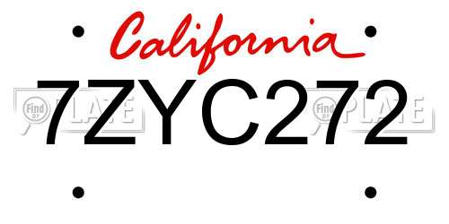 7ZYC272 California License Plate