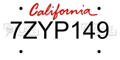 7ZYP149 California License Plate