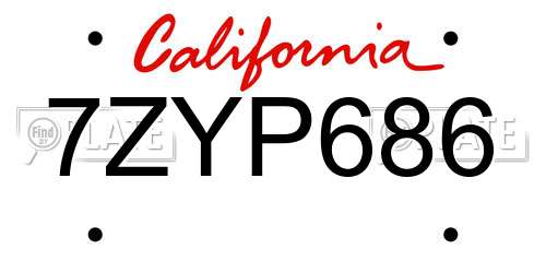 7ZYP686 California License Plate