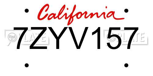 7ZYV157 California License Plate