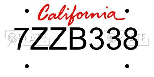 7ZZB338 California License Plate