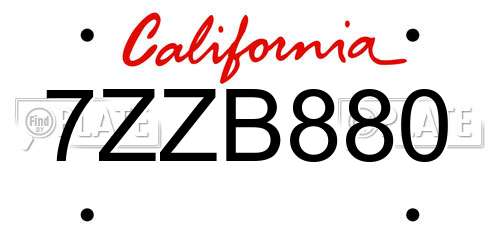 7ZZB880 California License Plate