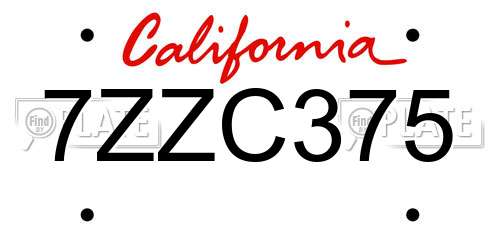 7ZZC375 California License Plate
