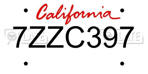7ZZC397 California License Plate