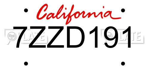 7ZZD191 California License Plate