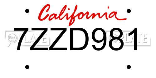 7ZZD981 California License Plate