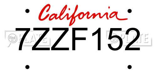 7ZZF152 California License Plate