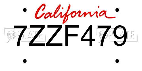 7ZZF479 California License Plate