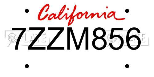 7ZZM856 California License Plate