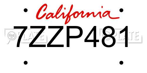 7ZZP481 California License Plate