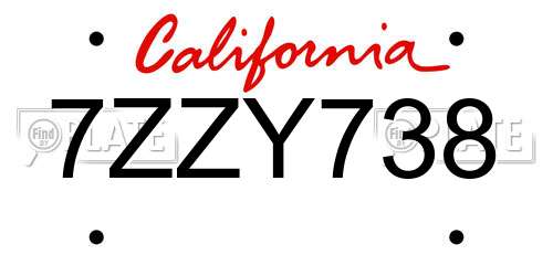 7ZZY738 California License Plate