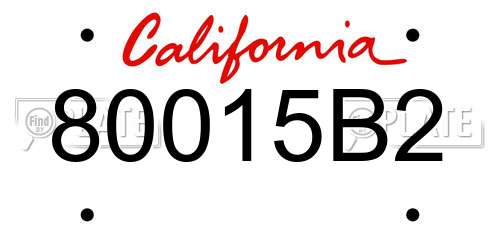 80015B2 California License Plate