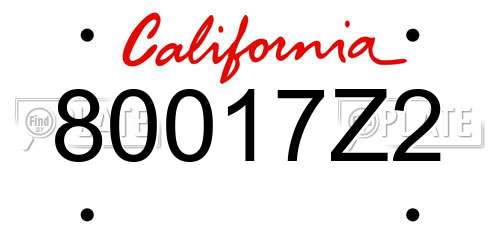 80017Z2 California License Plate