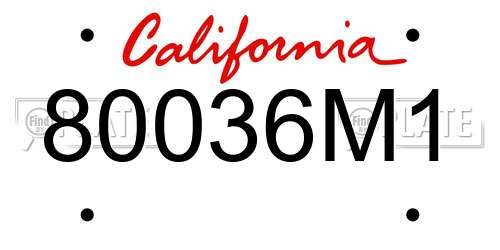 80036M1 California License Plate