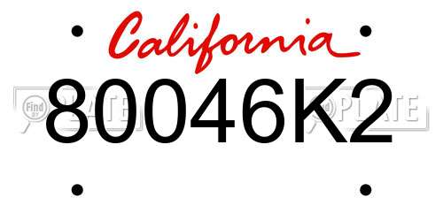 80046K2 California License Plate