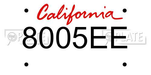 8005EE California License Plate