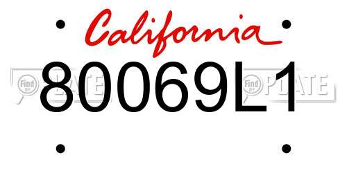 80069L1 California License Plate