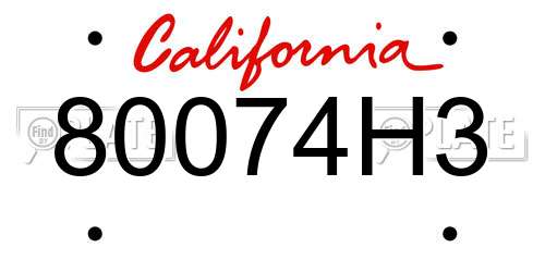 80074H3 California License Plate