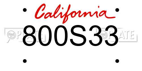 800S33 California License Plate