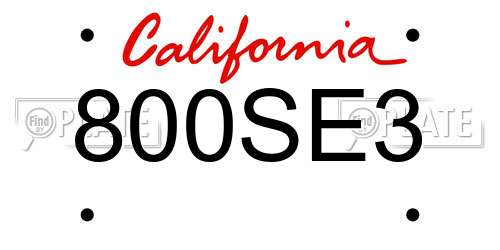 800SE3 California License Plate