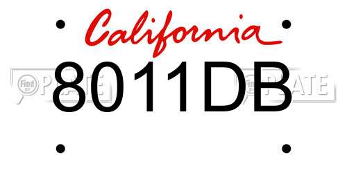 8011DB California License Plate