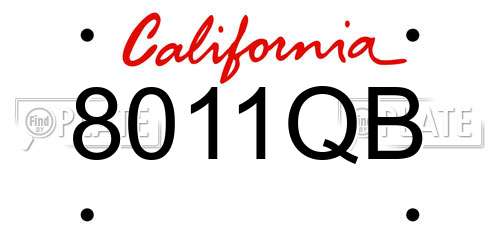 8011QB California License Plate