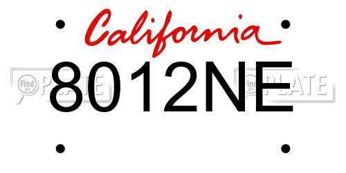 8012NE California License Plate
