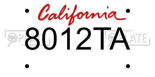 8012TA California License Plate