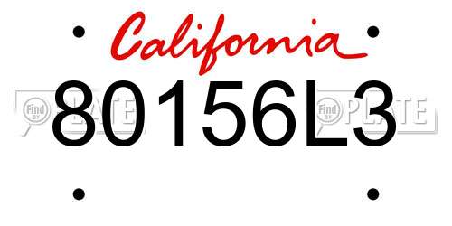 80156L3 California License Plate