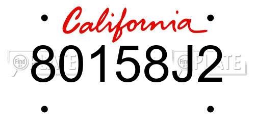 80158J2 California License Plate
