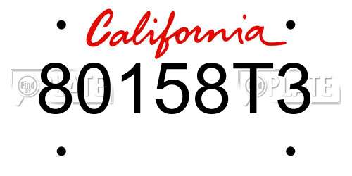 80158T3 California License Plate