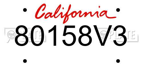 80158V3 California License Plate