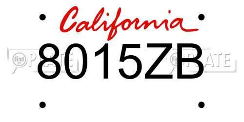 8015ZB California License Plate