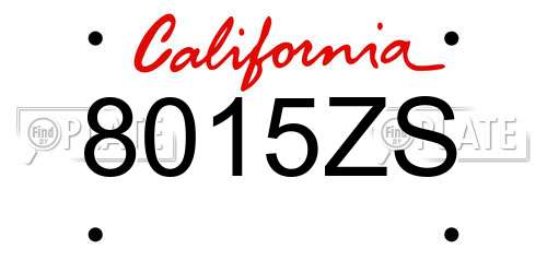 8015ZS California License Plate