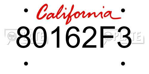 80162F3 California License Plate