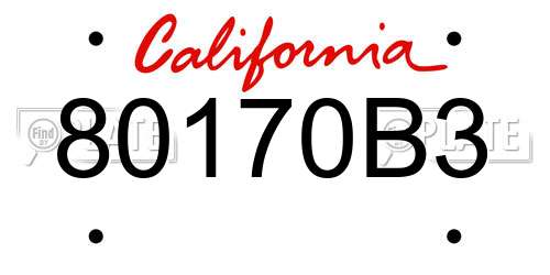 80170B3 California License Plate
