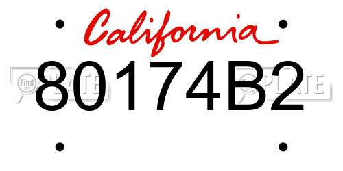 80174B2 California License Plate
