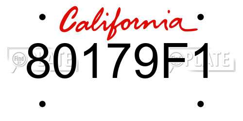80179F1 California License Plate